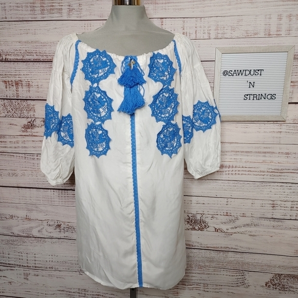 LINE & Dot Boho Crocheted Off Shoulder Dress - Picture 2 of 13